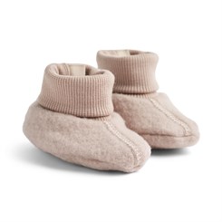 Wheat wool fleece booties - Dry rose